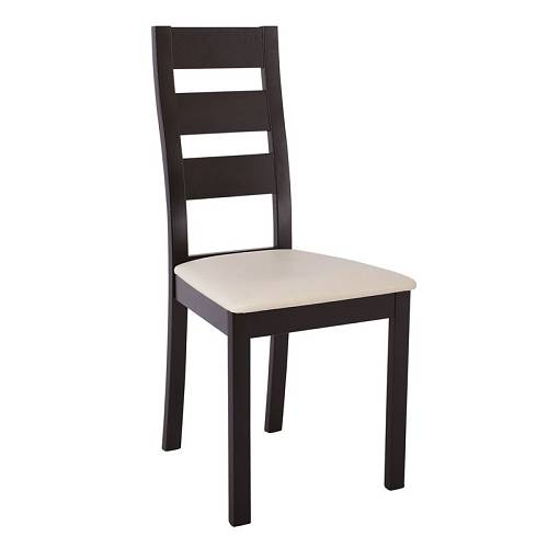 MILLER Καρέκλα Οξιά Σκούρο Καρυδί, PVC Εκρού Ε-00017202 Ε782 (ΣΕΤ ΤΩΝ 2)
