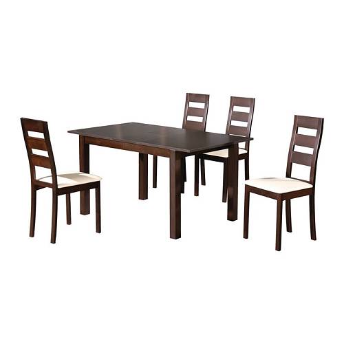 MILLER Set Τραπεζαρία Κουζίνας Ξύλινη Επεκτεινόμενο Τραπέζι + 4 Καρέκλες Σκ.Καρυδί-PVC Εκρού Ε-00015842 Ε781,S