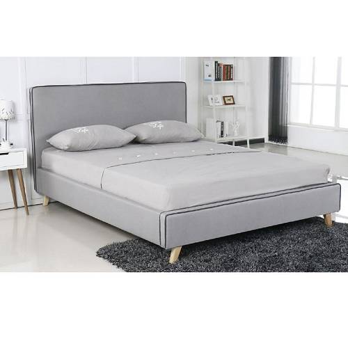 MORISSON Κρεβάτι Διπλό, για Στρώμα 140x190cm, Ύφασμα Ανοιχτό Γκρι Ε-00018963 Ε8082,1