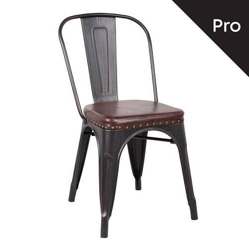RELIX Καρέκλα-Pro, Μέταλλο Βαφή Antique Black, Pu Σκούρο Καφέ Ε-00018536 Ε5191Ρ,10