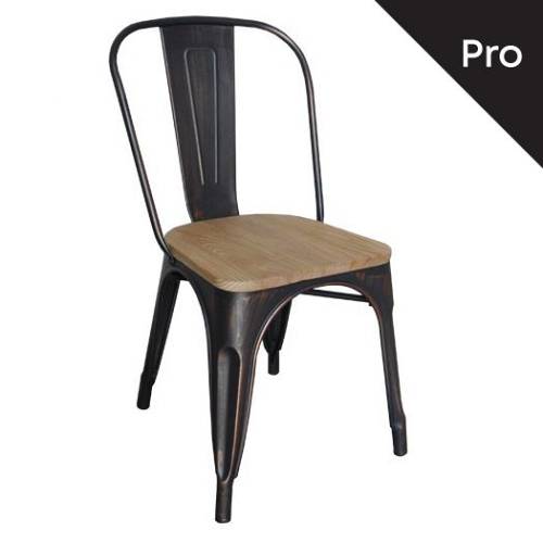 RELIX Wood Καρέκλα-Pro, Μέταλλο Βαφή Antique Black, Απόχρωση Ξύλου Natural Oak Ε-00016153 Ε5191W,10N