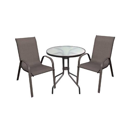 RIO Set Κήπου - Βεράντας: Τραπέζι + 2 Πολυθρόνες Μέταλλο Καφέ, Textilene Καφέ Ε-00023276 Ε270,6S