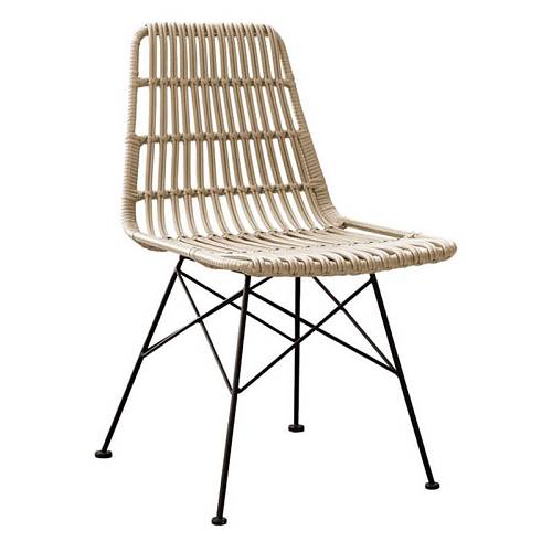 SALSA Καρέκλα Κήπου Βεράντας Μέταλλο Βαφή Μαύρο, Wicker Φυσικό Ε-00020180 Ε241,1