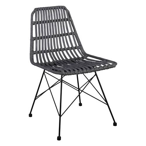 SALSA Καρέκλα Κήπου Βεράντας Μέταλλο Βαφή Μαύρο, Wicker Γκρι Ε-00020181 Ε241,2