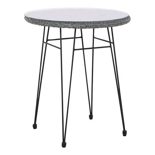 SALSA Τραπέζι H.70cm Μέταλλο Βαφή Μαύρο, Wicker Γκρι Ε-00022123 Ε244,ΤΗ1