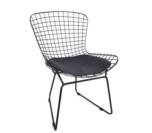 SAXON Καρέκλα Μέταλλο Βαφή Μαύρο, Μαξιλάρι Μαύρο Ε-00017376 Ε5142