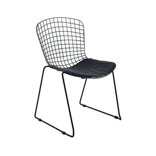 SAXON Καρέκλα Στοιβαζόμενη Μέταλλο Βαφή Μαύρο, Μαξιλάρι Μαύρο Ε-00020262 Ε5142,S