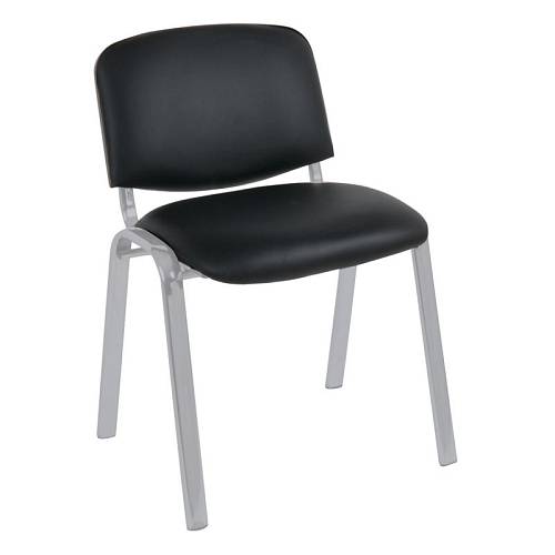 SIGMA Καρέκλα Στοιβαζόμενη Γραφείου Επισκέπτη, Μέταλλο Βαφή Silver, PVC Μαύρο Ε-00024118 ΕΟ550,12W