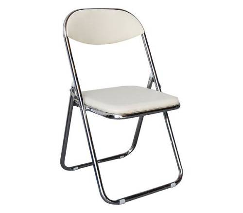 STAR Καρέκλα Πτυσσόμενη Μέταλλο Χρώμιο, Pu Εκρού Ε-00010551 Ε556,2