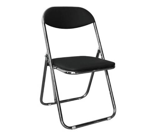 STAR Καρέκλα Πτυσσόμενη Μέταλλο Χρώμιο, Pu Μαύρο Ε-00010550 Ε556,1
