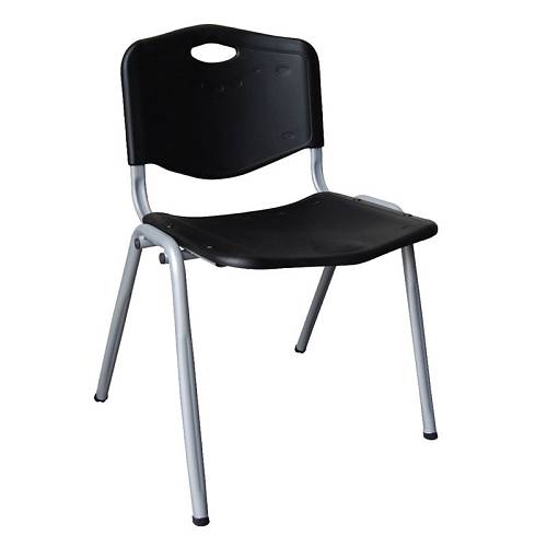 STUDY Καρέκλα Στοιβαζόμενη Μέταλλο Βαφή Silver, PP Μαύρο Ε-00014738 ΕΟ549,1