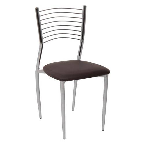 VIVIAN Καρέκλα Μέταλλο Χρώμιο, PVC Σκούρο Καφέ Ε-00008645 ΕΜ935,3 (ΣΕΤ ΤΩΝ 6)