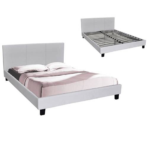 WILTON Κρεβάτι Διπλό, για Στρώμα 150x200cm, PU Άσπρο Ε-00015643 Ε8055,1
