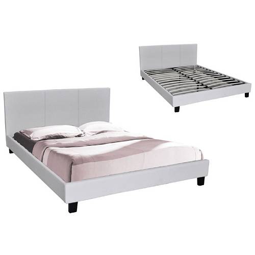 WILTON Κρεβάτι Διπλό, για Στρώμα 160x200cm, PU Άσπρο Ε-00015641 Ε8054,1
