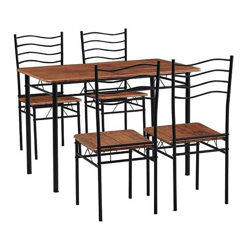 IVAR Set Τραπεζαρία Σαλονιού Κουζίνας: Τραπέζι + 4 Καρέκλες Μέταλλο Βαφή Μαύρο, Καρυδί Ε-00022640 ΕΜ9789