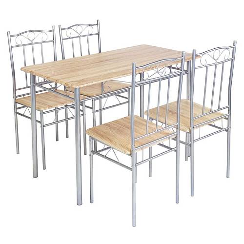 LUTON Set Τραπεζαρία Σαλονιού Κουζίνας: Τραπέζι + 4 Καρέκλες Μέταλλο Βαφή Silver, Sonoma Ε-00024656 ΕΜ9787,1