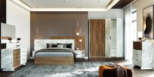 Σετ υπνοδωματίου Rain - Black Pietra Marble/Greige Castello Oak