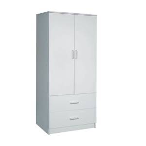 CLOSET Ντουλάπα Δίφυλλη, Ράφι, Θέσεις για Κρεμάστρες, 2 Συρτάρια, Απόχρωση Άσπρο Ε-00021898 Ε8384,1