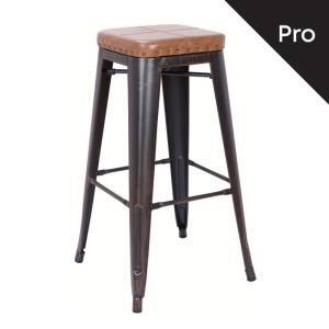 RELIX Σκαμπό Bar-Pro, Μέταλλο Βαφή Antique Black, Pu Camel Ε-00019299 Ε5190P,104