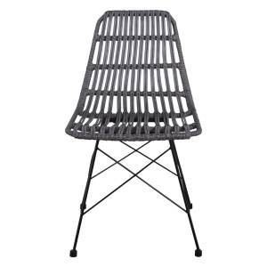 SALSA Καρέκλα Κήπου Βεράντας Μέταλλο Βαφή Μαύρο, Wicker Γκρι Ε-00020181 Ε241,2