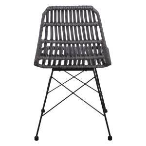 SALSA Καρέκλα Κήπου Βεράντας Μέταλλο Βαφή Μαύρο, Wicker Γκρι Ε-00020181 Ε241,2