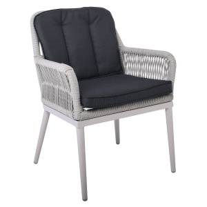 ALLEY Πολυθρόνα Τραπεζαρίας Κήπου ALU, Rope Grey 6mm, Μαξιλάρια Ανθρακί Ε-00024335 Ε6842,1