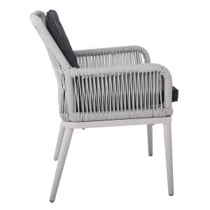 ALLEY Πολυθρόνα Τραπεζαρίας Κήπου ALU, Rope Grey 6mm, Μαξιλάρια Ανθρακί Ε-00024335 Ε6842,1