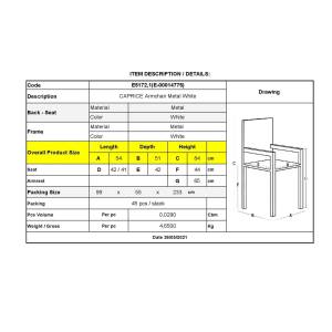 CAPRICE Πολυθρόνα Μέταλλο Βαφή Άσπρο Ε-00014775 Ε5172,1