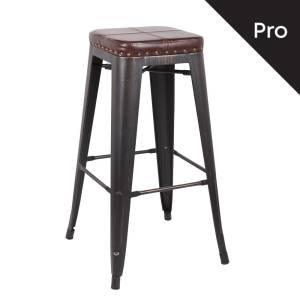 RELIX Σκαμπό Bar-Pro, Μέταλλο Βαφή Antique Black, Pu Σκούρο Καφέ Ε-00018539 Ε5190P,10
