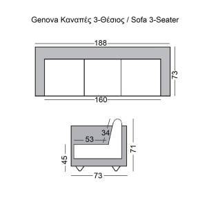 GENOVA Καναπές Σαλονιού Καθιστικού 3Θέσιος, Inox Pu Άσπρο Ε-00019302 Ε947,31