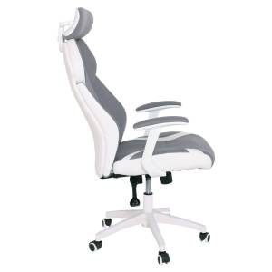BF8300 Πολυθρόνα Γραφείου Διευθυντή, Microfiber Γκρι PU Άσπρο Ε-00020224 ΕΟ587,2
