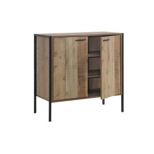 PALLET-W Ντουλάπι-Παπουτσοθήκη Δίφυλλη, 3 Ράφια, Μέταλλο Βαφή Μαύρο, Απόχρωση Antique Oak Ε-00021664 Ε8440,W