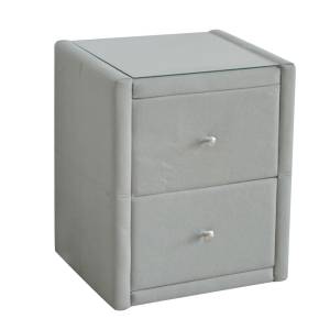 WILTON Κομοδίνο Ύφασμα Grey Stone με Προστατευτικό Γυαλί Επιφάνειας Ε-00022946 Ε8057,F1