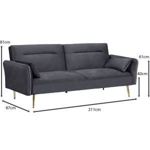 FLICK Καναπές - Κρεβάτι Σαλονιού - Καθιστικού, 3Θέσιος Ύφασμα Velure Γκρι Ε-00024531 Ε9445,3 FLICK Καναπές - Κρεβάτι Σαλονιού - Καθιστικού, 3Θέσιος Ύφασμα Velure Γκρι Ε-00024531 Ε9445,3