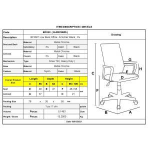 BF3601 Πολυθρόνα Γραφείου Μέταλλο Βάση Χρώμιο - PU Μαύρο Ε-00016925 ΕΟ243