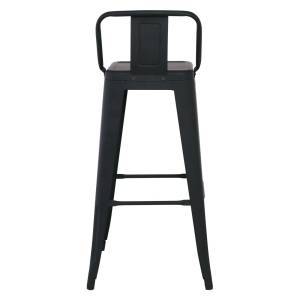 RELIX Σκαμπό Bar με Πλάτη, Μέταλλο Βαφή Μαύρο Εxtra Matte Ε-00021346 Ε5199,1ΜW