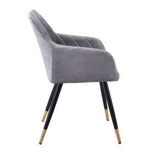 RENA Πολυθρόνα Μέταλλο Βαφή Μαύρο, Ύφασμα Velure, Απόχρωση Γκρι Ε-00024370 ΕΜ785,2 (ΣΕΤ ΤΩΝ 2)