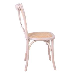 DESTINY Καρέκλα Τραπεζαρίας Οξιά Απόχρωση Decape Άσπρο, Κάθισμα Ψάθα, Στοιβαζόμενη Ε-00024504 Ε7020,4
