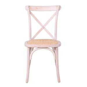 DESTINY Καρέκλα Τραπεζαρίας Οξιά Απόχρωση Decape Άσπρο, Κάθισμα Ψάθα, Στοιβαζόμενη Ε-00024504 Ε7020,4