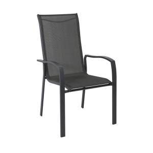 VERONA Dining Πολυθρόνα Κήπου - Βεράντας, Μέταλλο Βαφή Ανθρακί, Textilene Γκρι Ε-00016310 Ε273