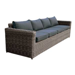 ARIZONA 4Θέσιος Καναπές Κήπου ALU, 4mm Half-Round Wicker Grey Brown, Μαξιλάρια Ανθρακί Ε-00016859 Ε6734,5