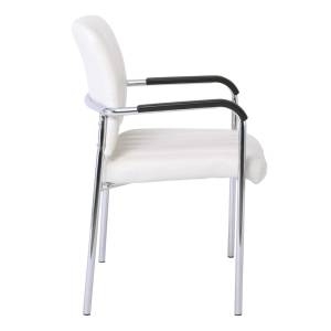 DENIM Πολυθρόνα Γραφείου Επισκέπτη Χρώμιο, Pu Άσπρο Ε-00018982 ΕΟ556,2W (ΣΕΤ ΤΩΝ 5)