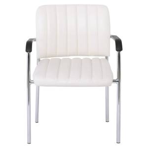 DENIM Πολυθρόνα Γραφείου Επισκέπτη Χρώμιο, Pu Άσπρο Ε-00018982 ΕΟ556,2W (ΣΕΤ ΤΩΝ 5)