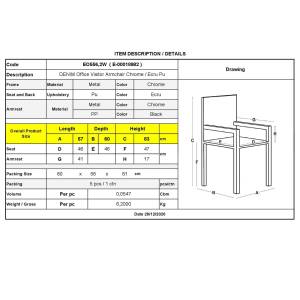 DENIM Πολυθρόνα Γραφείου Επισκέπτη Χρώμιο, Pu Άσπρο Ε-00018982 ΕΟ556,2W (ΣΕΤ ΤΩΝ 5)