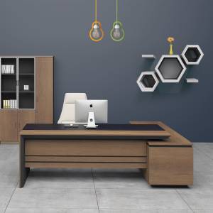 PROLINE Γραφείο Αριστερή Γωνία Απόχρωση Καρυδί Δρυς - Μαύρο Ε-00022190 ΕΟ811,L