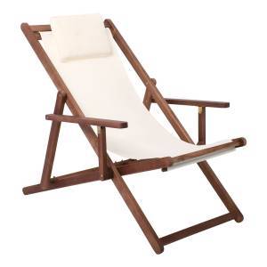 Σαιζ-Λόνγκ - Ξαπλώστρα με Μπράτσα 3 Θέσεων Acacia - Ύφασμα Εκρού Water Repellent Ε-00022812 Ε778