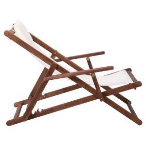 Σαιζ-Λόνγκ - Ξαπλώστρα με Μπράτσα 3 Θέσεων Acacia - Ύφασμα Εκρού Water Repellent Ε-00022812 Ε778