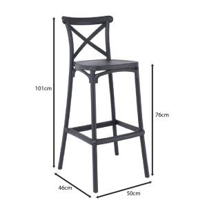 DESTINY Σκαμπό BAR με Πλάτη, PP Ανθρακί, Στοιβαζόμενο Ε-00023653 Ε388,2