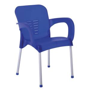 LARA-II Πολυθρόνα Dining Στοιβαζόμενη, ALU Silver, PP Μπλε Ε-00024357 Ε306,61