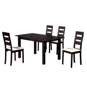 MILLER Set Τραπεζαρία Κουζίνας Ξύλινη Επεκτεινόμενο Τραπέζι + 4 Καρέκλες Σκ.Καρυδί-PVC Εκρού Ε-00015842 Ε781,S